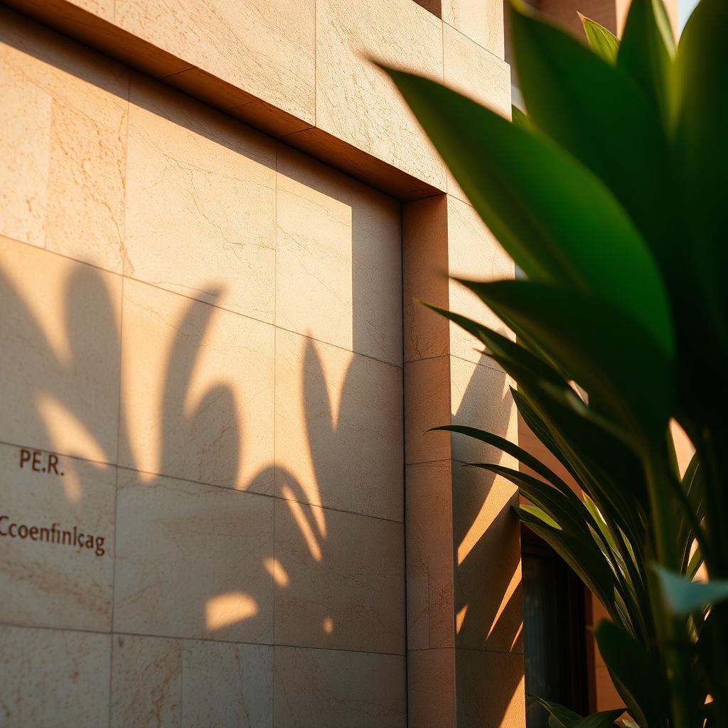 Travertine facade detail